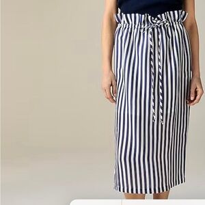 J. Crew Black and White Midi Pencil Skirt with Tie Front